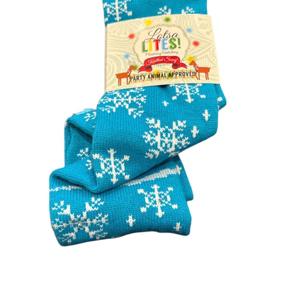 Lotsa Lites Flashing Holiday Knitted Light Up Scarf New In Package NWT